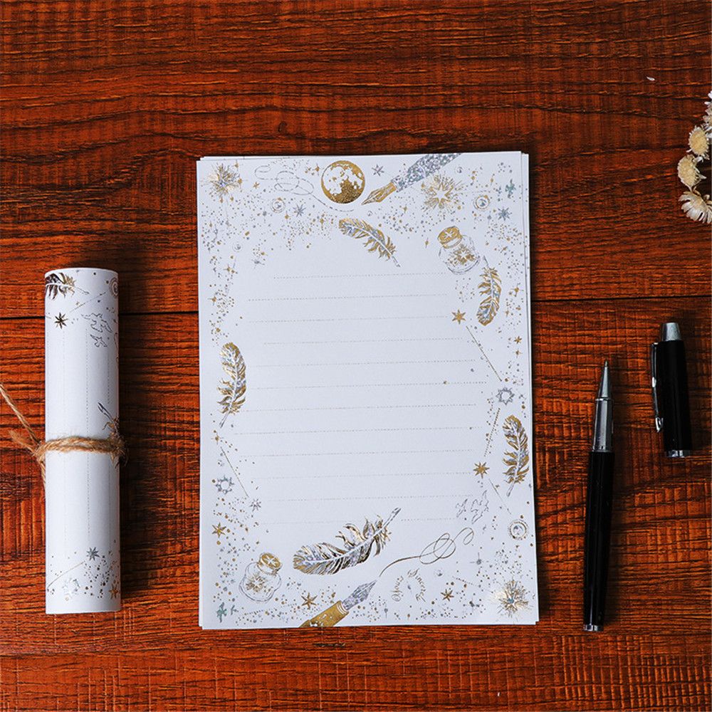 8pcs Vintage Gilding Letter Paper Set Wedding Invitation Card Writing Pad Letter Writing Paper Letter Pad Supplies Stationery