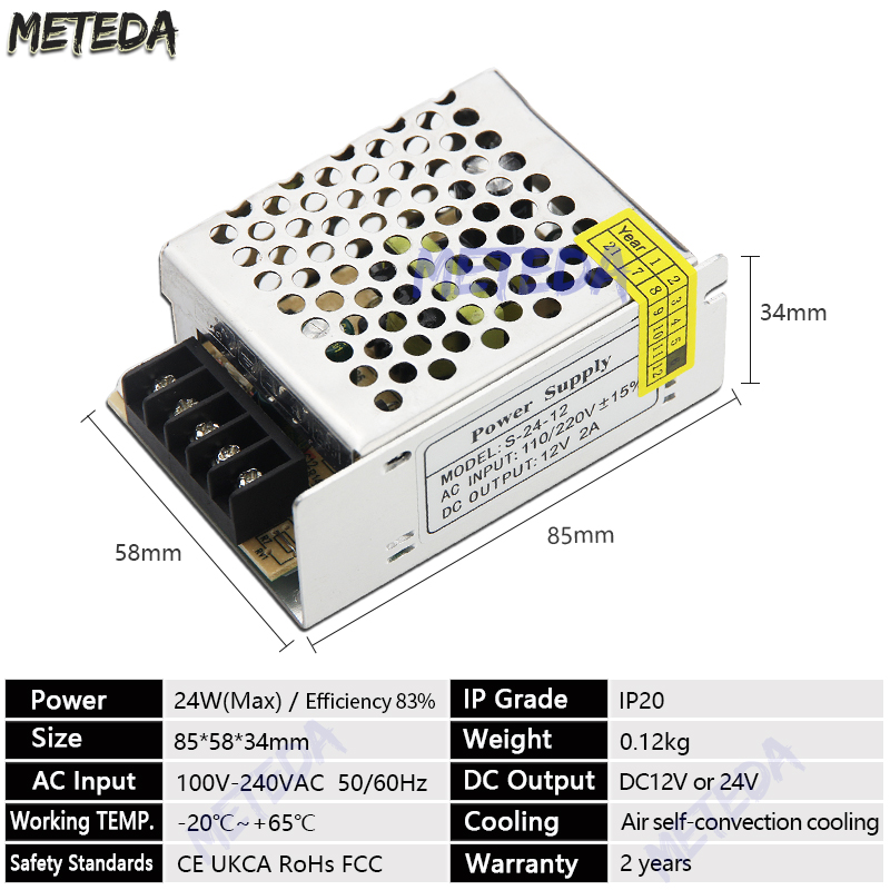 DC 12 V 24V zasilacz impulsowy 2A 3A 4A 5A 8A 10A 15A 20A 25A 30A 40A moc transformatora zasilacz 12 V V 220V robić 12 V AC-DC
