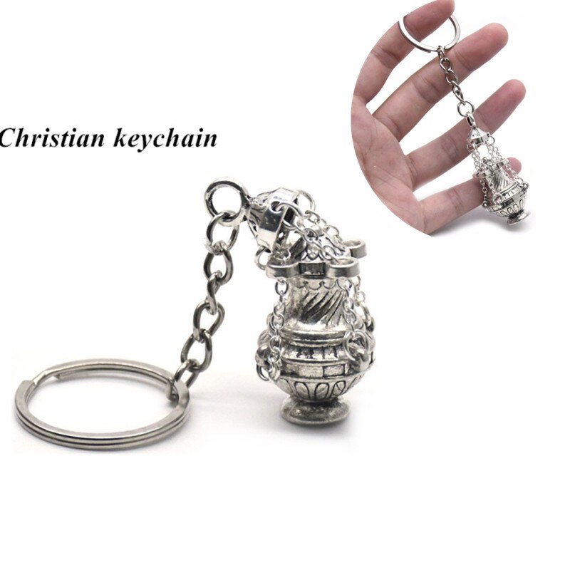 Nuovi regali di souvenir bruciatore di incenso cristiano portachiavi portachiavi religioso borsa pendente accessori portachiavi