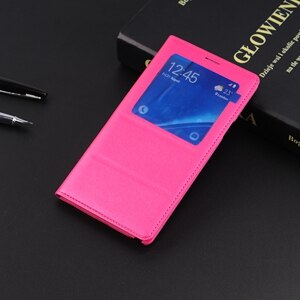 Flip Cover Leather Case Phone Case Cover Smart View With Original Chip For Samsung Galaxy Note 4 Note4 N910 N910F N910H: with chip / Rose Red