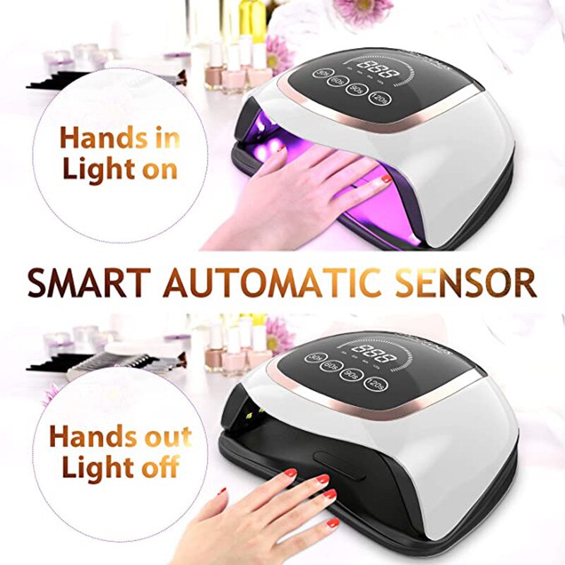 BLUEQUE-Lámpara para secado rápido de uñas, secador de Gel de uñas con pantalla LCD, 168W, 42 LED UV, V3
