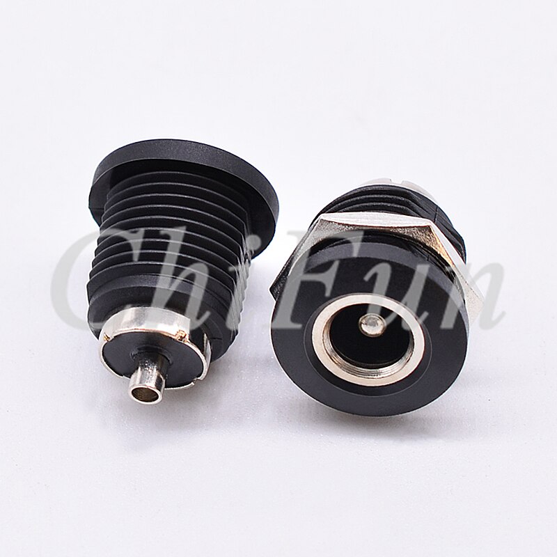 100pcs/lots DC-022D DC power socket female 5.5-2.1mm / 5.5-2.5mm with threaded nut opening 11mm