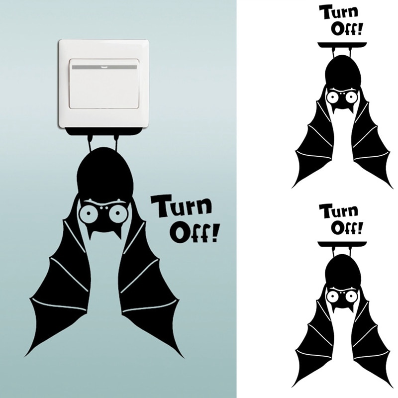 Bat Switch Sticker Cartoon Animals Halloween Decoration Vinyl Wall Stickers