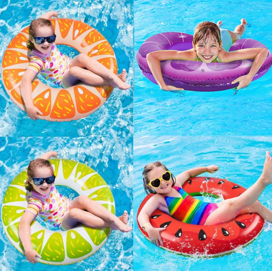 Volwassenen Zwemmen Ring Fruit Gedrukt Patroon Zwemmen Ring Voor Zwembad Water Pretpark Oranje Rood Groen Paars
