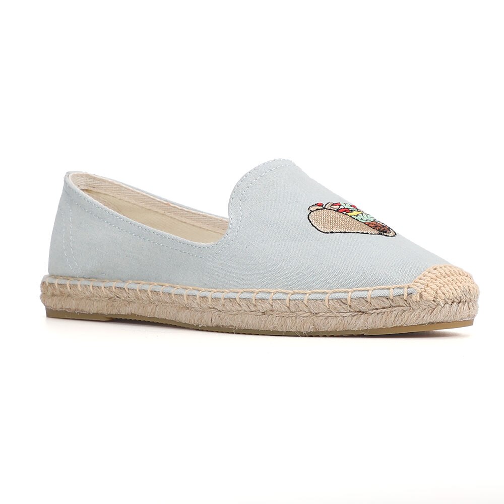 Alpargatas de Tienda Soludos para Flat Denim dibujo en lino chica pescador Flats Plimsolls conducción primavera impreso