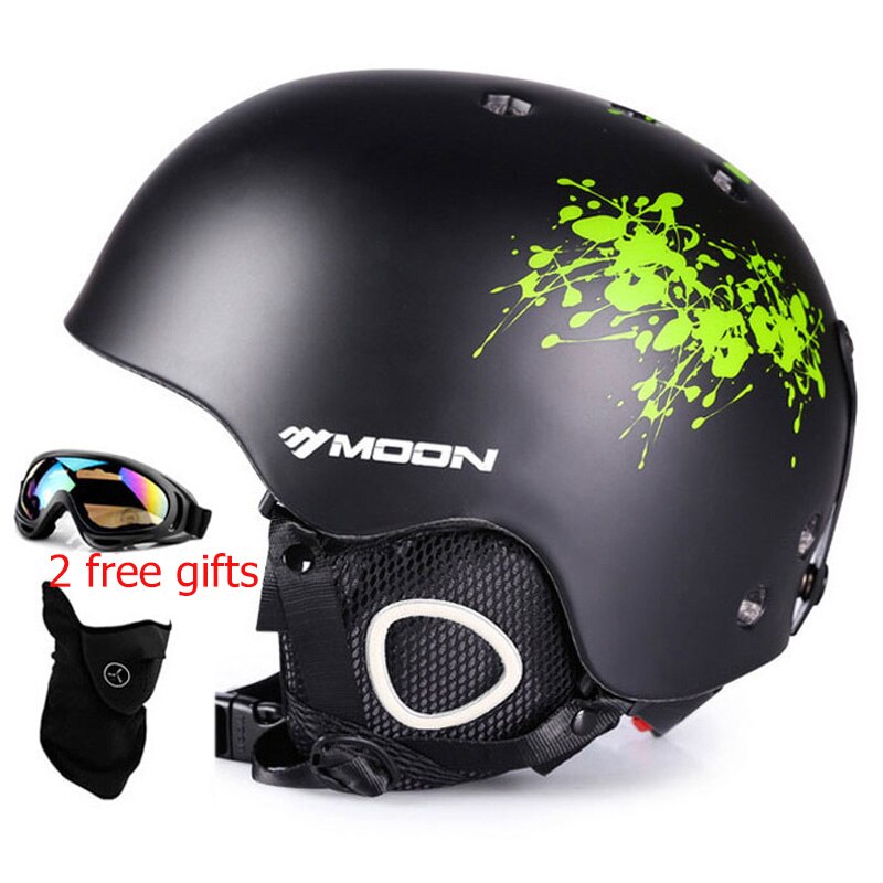 MOON Skiing Helmet with 2 Winter Adult Men Snowboard Skateboard Equipment Sports Safety Ski Helmets for men with goggles: 04 / L(58-61cm)