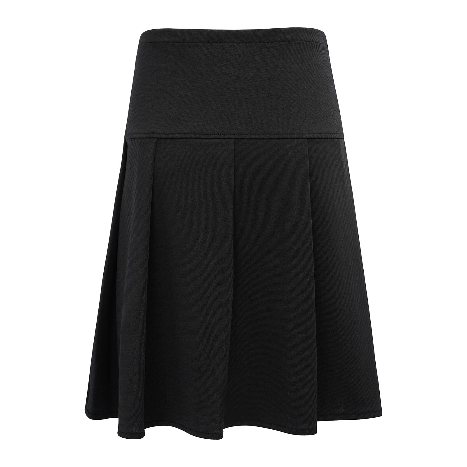 Crianças meninas moda cor sólida saia plissada cintura elástica acima do joelho mini saia para a escola uniforme uso diário crianças roupas: Black / 6