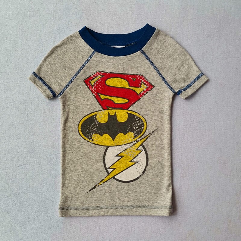 Jongens Pyjama Lange T-shirts Stretch Zachte Rib Stof Kids Kleding Cartoon Superman Nachtkleding Katoen Nachtkleding Kleding 2-7Years