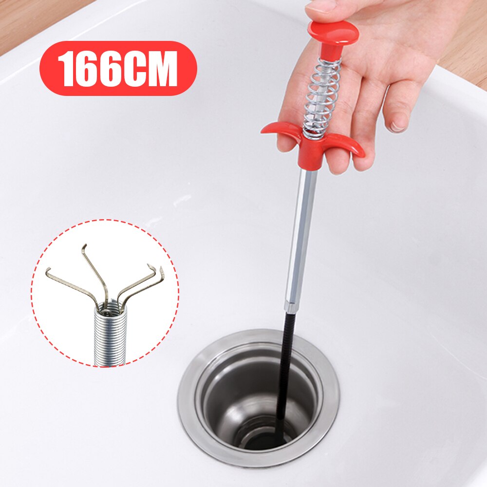 Hair cleaning 166cm Spring Pipe Dredging Tools Drain Snake/Cleaner Sticks Clog Remover Cleaning Tools Household for Kitchen Sink