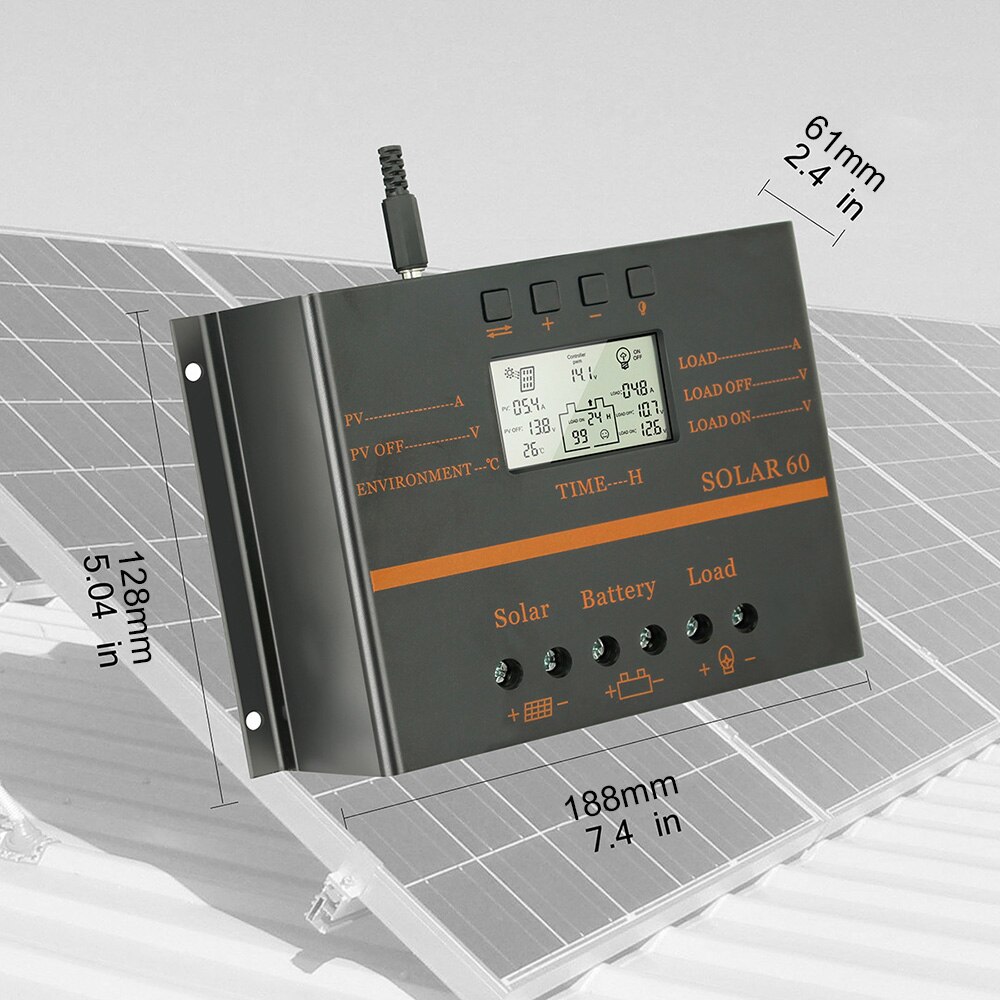 Solar 60a 80a pwm solar controller 12v/24v auto charger controller lcd display solpanel batteriopladningsregulator
