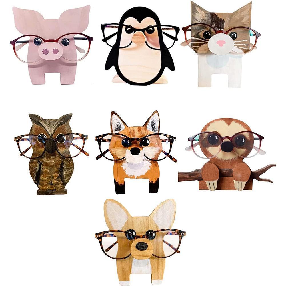Animal Wood Glasses Rack Hand Carve Eyeglasses Spectacle Sunglasses Holder Stand Animal Puppy Cat Glasses Holder Stand