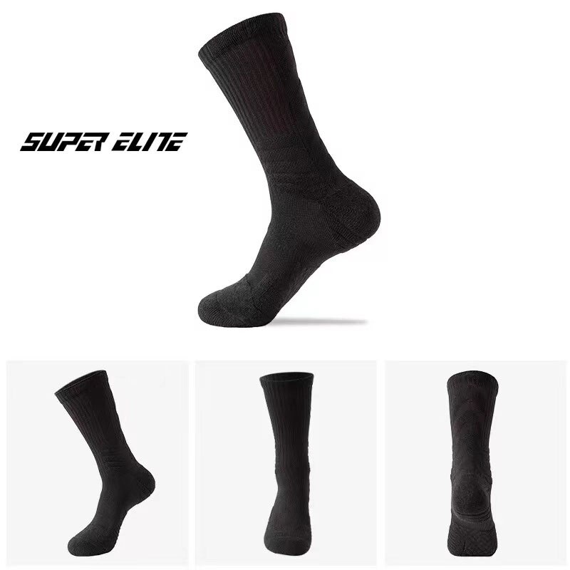 Original SUPER ELITE Lange Rohr Basketball Socken Größe 38-44 für Männer Frauen Atmungsaktiv Schweiß-absorbent Dicken Sport socken Nicht-slip: Black