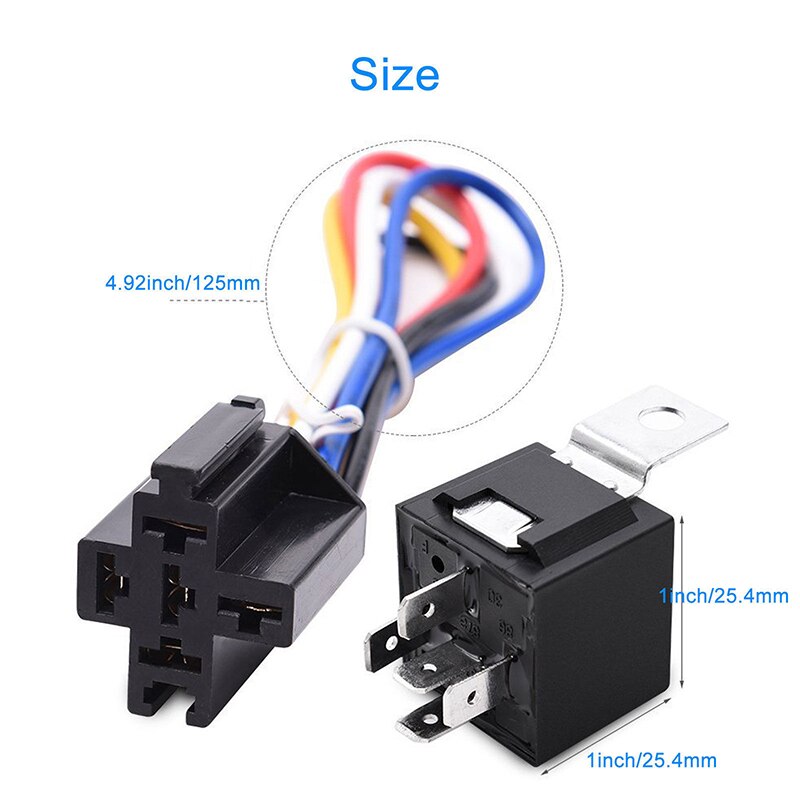 5 uds. Relé automotriz 12V 40A 5 pines SPDT con 5 cables y enchufes de arnés nuevos
