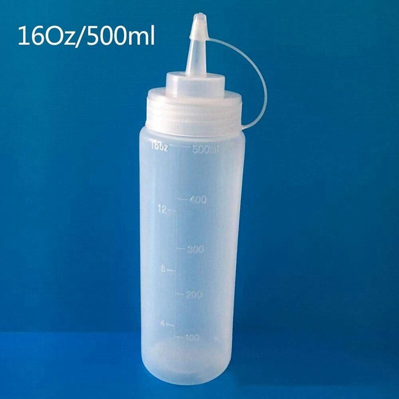 Plastic Squeeze Bottles, Natural Clear Plastic Bottles with Cap, Measurement for Dressings, Oil, BBQ, Kitchen, Liquids and Arts