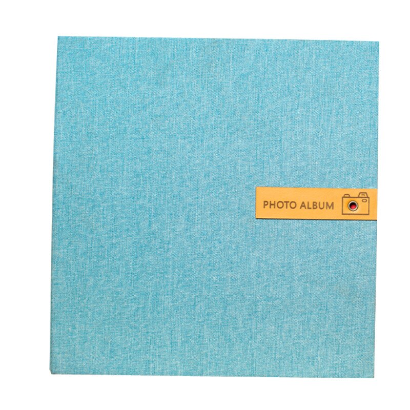 High-Grade 16 Inch linen Photo Album Handmade DIY Self-Adhesive Scrapbook Couple Baby Growth Record Book Family Photo Collection: Blue - Black Page