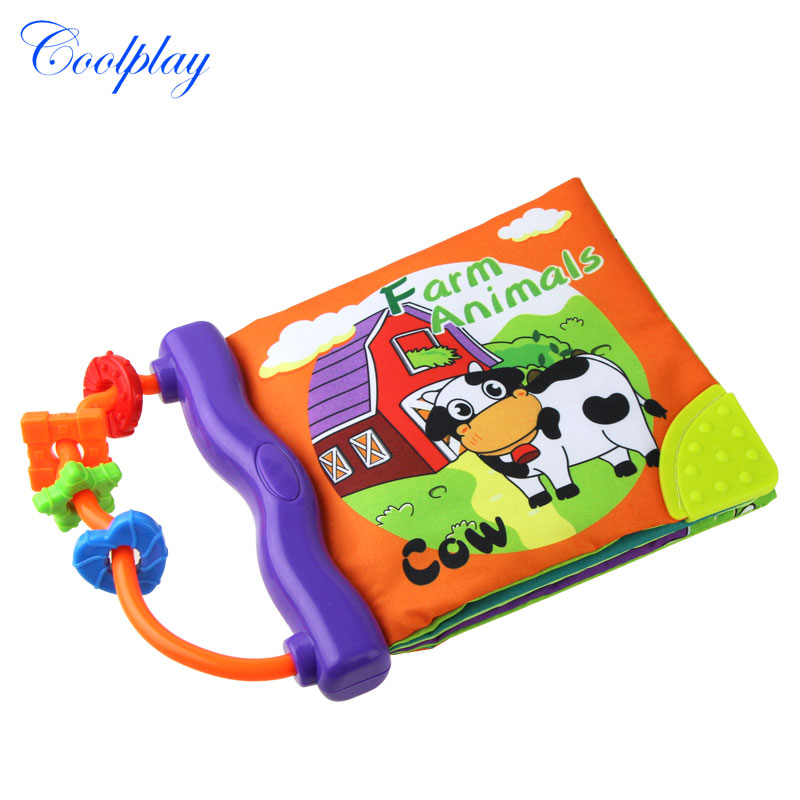 Baby Tuch Buch Rasseln Beißring Spielzeug Nette Kuh Hund Pferd Schaf Tier Ruhig Bücher Frühen Bildungs Lernen Spielzeug für Infant