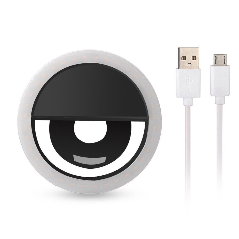 Aankomen USB Lading Selfie Draagbare Flash Led Camera Telefoon Fotografie Ring Licht Enhancing Fotografie voor iPhone Smartphone: Black