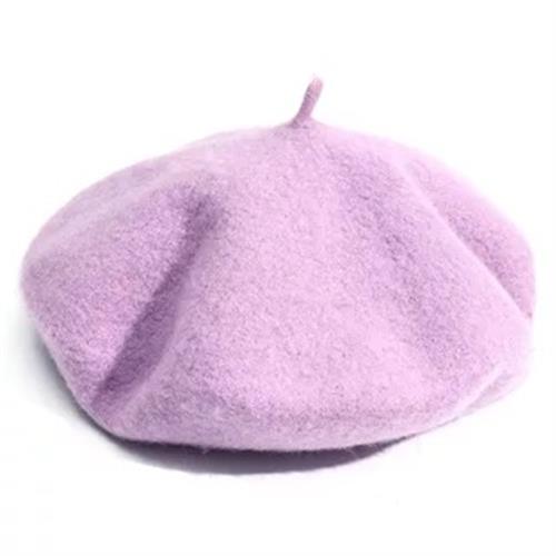 Béret en Laine Rétro et Style Artiste Français pour Femme et Fille Chapeau Vintage de Couleur Unie, , pour Dame, Hiver: Purple