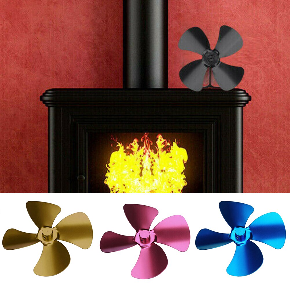 Heat Powered Replacement Aluminum Alloy Easy Install Stove Fan Blade Accessories Practical Multicolored Durable Wood Burner