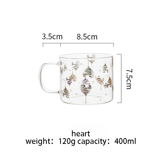 400ml Alphabet Cartoon Heart Pattern Mug Glass Handle Mugs For Milk Coffee Beer Home Office Drinnkware Water Cup Couple: heart