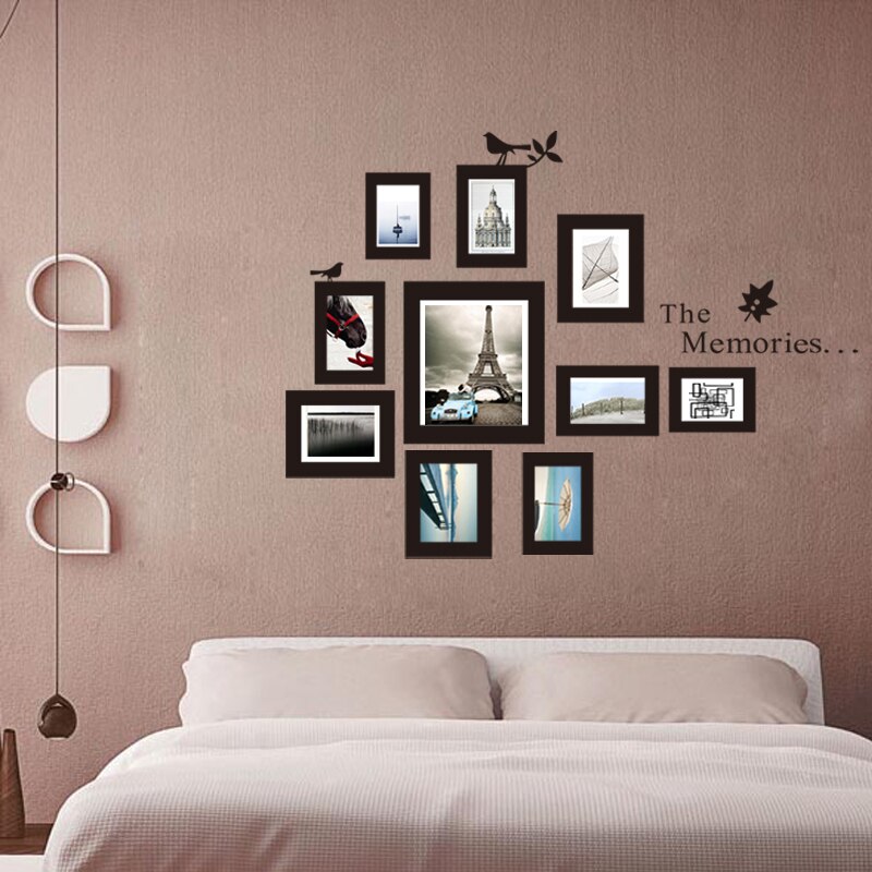 Wall Stickers Photo Frame Mural Home Picture Picture Decals Photo Frame DIY Decor 10x Bed Art Wall-Mounted Photo Frame
