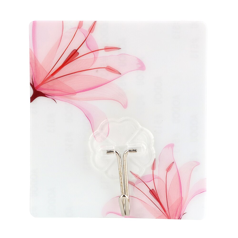 Support collant mural accessoires de salle de bain salle de bain cuisine crochets vêtements porte-serviettes crochet adhésif motif fleur: Rose