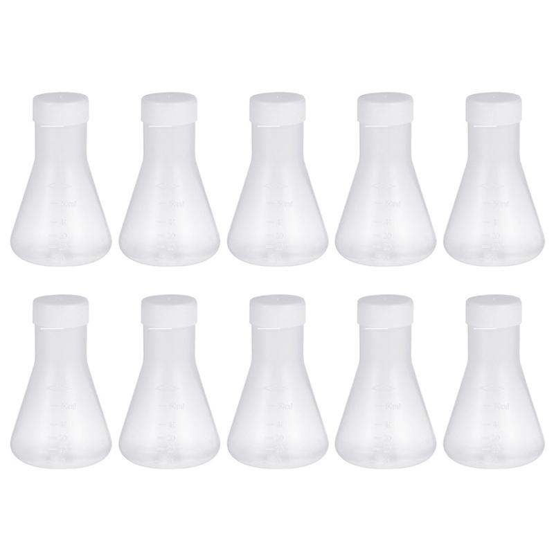 10pcs Durable Practical Portable Erlenmeyer Flask Conical Flask for School Indoor Laboratory