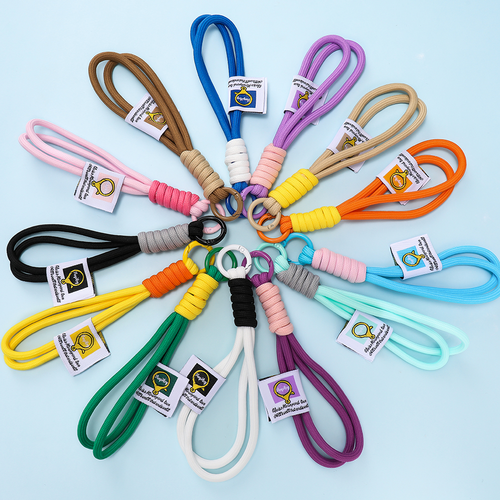 LLavero de cuerda trenzada iridiscente , mosquetón, llavero para mochila, accesorio colgante, cordón colgante, fabricación de joyas DIY