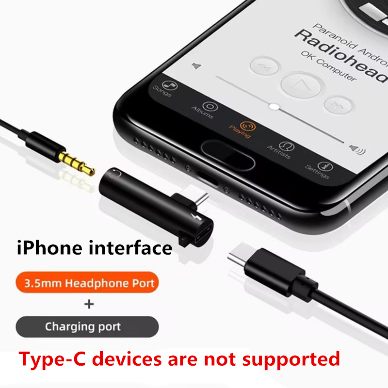 Jack da 3,5 mm 2 in 1 cuffie Audio ricarica doppio adattatore divisore per iPhone XR XS X 7 8 11 11pro a cavo AUX per auricolare: bianca