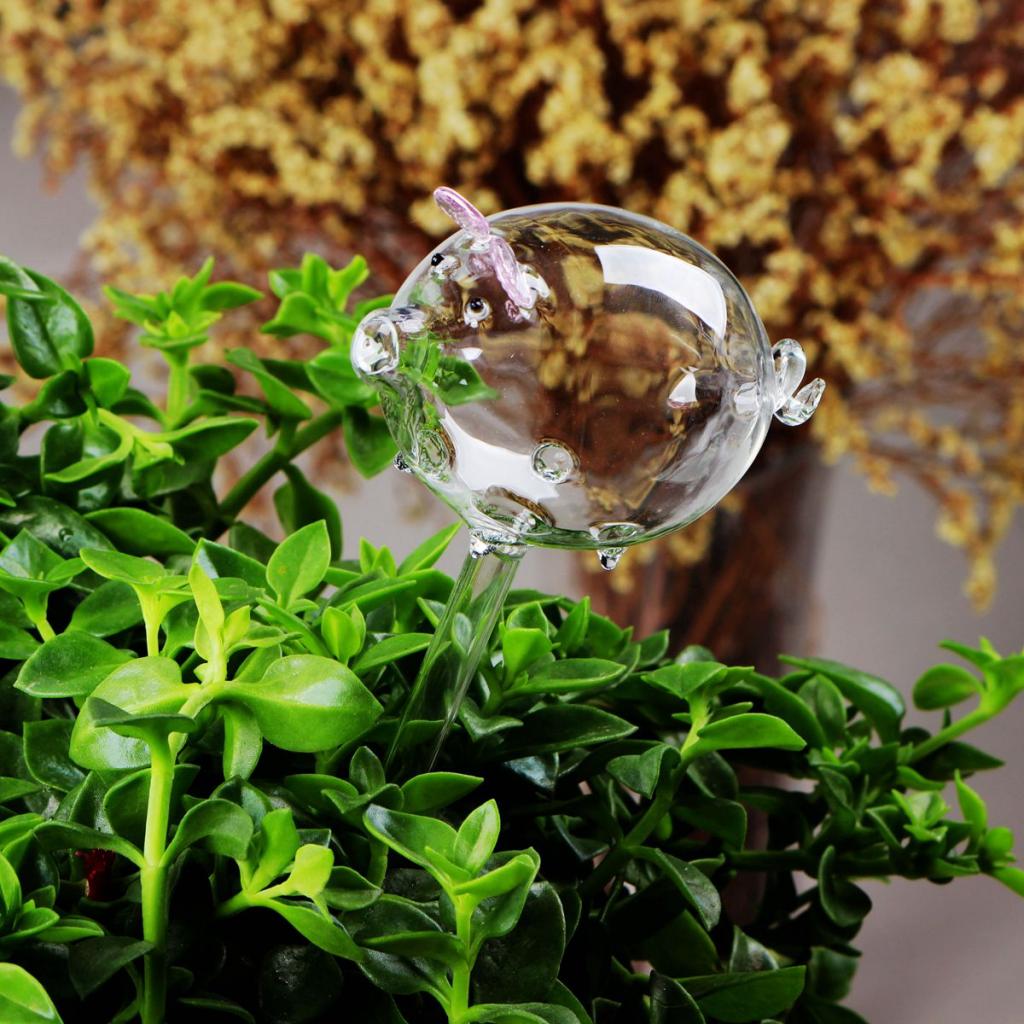 Waterer Self Watering Globes,Pig Shaped Mini Durable Glass Watering Bulbs