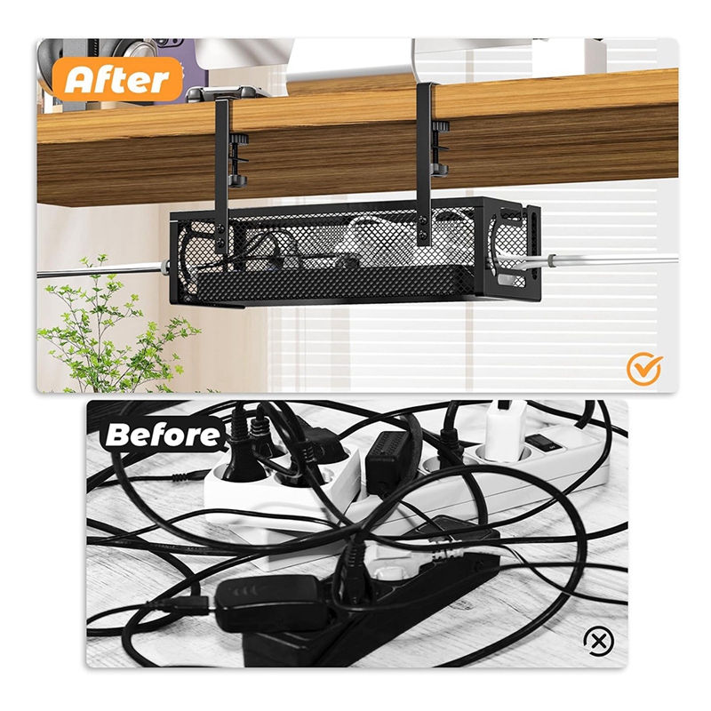 Complete Kabel Management Kit Voor Onder Bureau, Inclusief Kabel Management Lade En Organizer Box Voor Effectieve Cord Organisatie