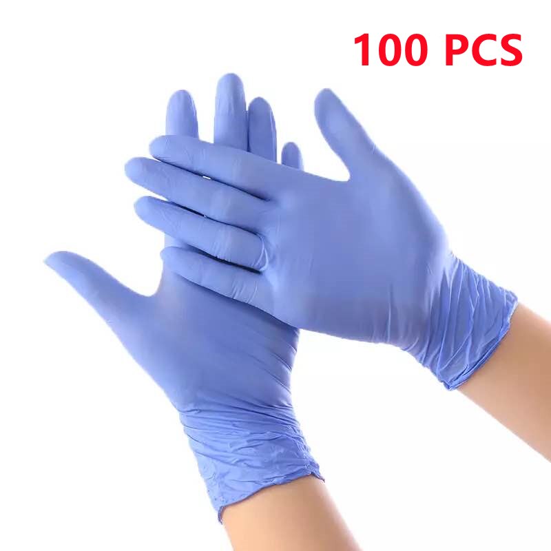 100pcs Disposable Latex Gloves Free Powder-Free Exam Glove Size Small Medium Large X-Large Nitrile Vinyl Hand: Blue / S