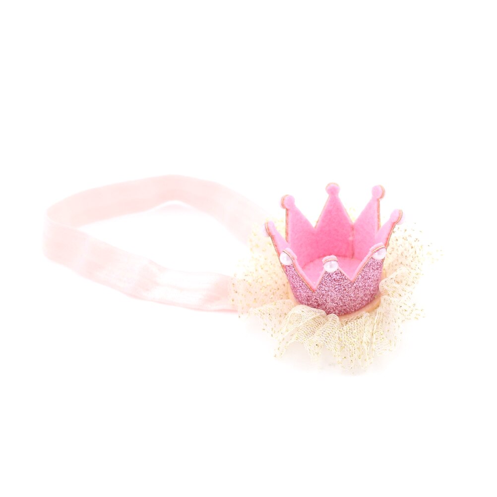 Girl's Head Accessories Hairband Baby Shiny Cute Princess Children Tiara Hair Band Headband Kids Elastic Crown Headwear: Pink