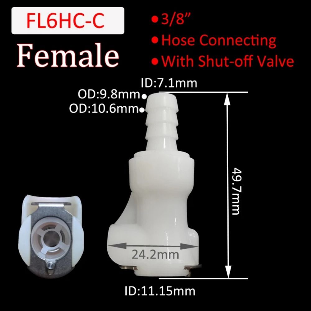 1Pcs Tube Connector Hose Joint Disconnect Fitting Coupling Male Female Quick Coupler 5/16 3/8 L-Series Hose Barb Valved: green