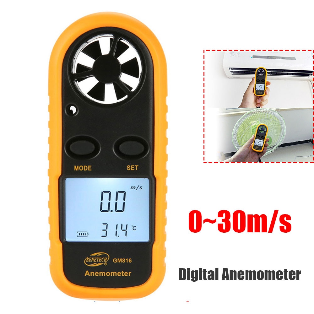 Draagbare 0-30 m/S GM816 Anemometer Wind Meter Speed Meetinstrumenten Anemometer LCD Digitale Wind Meter Sensor