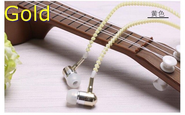 Glow-in-the-dark hoofdtelefoon met lichtgevende metalen rits, oordopjes met lichtgevende draad, hoofdtelefoon met glow-in-the-dark-functie voor iphone, xiaomi en samsung.: Goud