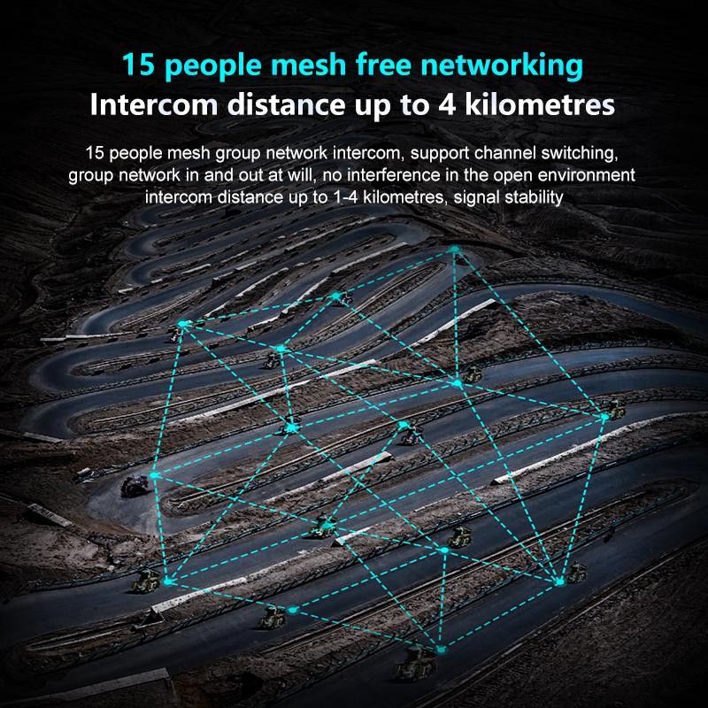 Blaise  v15s mesh intercom headset sepeda motor headset støtter 15 førere musikkdeling vanntett motorsykkel