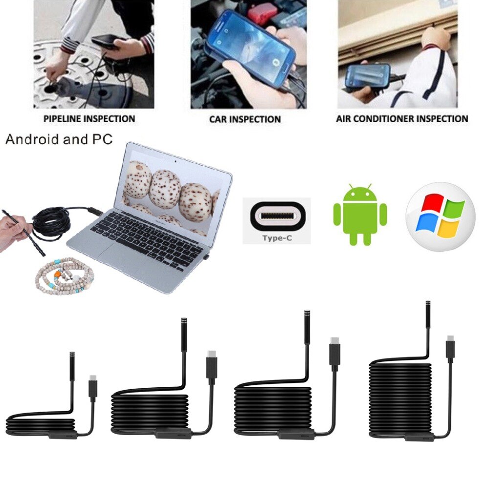 Cámara endoscopio USB tipo C Android de 5,5mm cámara de inspección de tuberías impermeable boroscopio para Huawei teléfono Android boroscopio