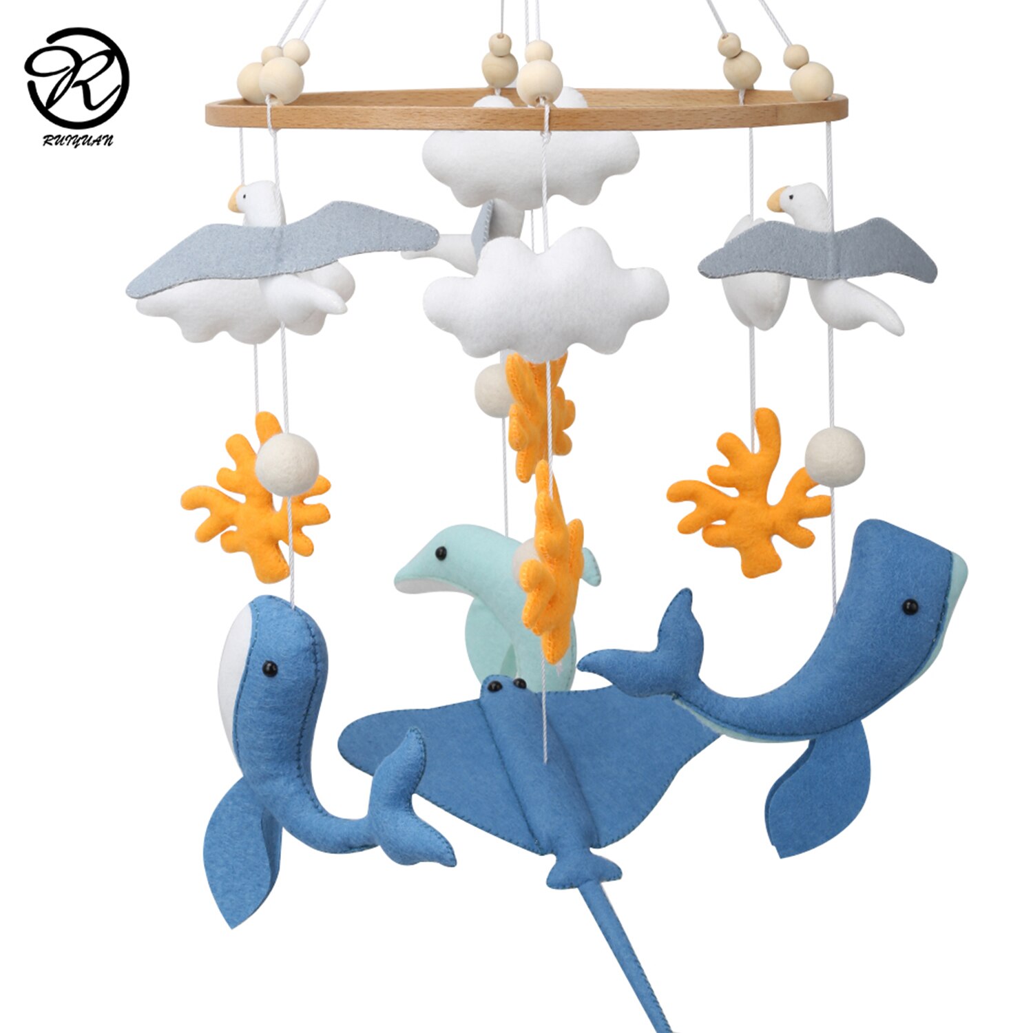 Handgemaakte Dolfijnen Seagull Vilt Baby Mobiele Oceaan Vilt Crib Mobile Nursery Decor: handmade 3