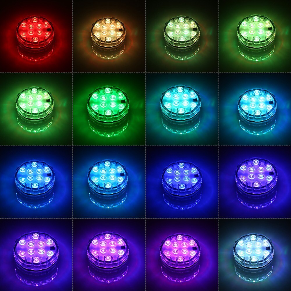 10 Led Remote Controlled RGB Submersible Light Battery Operated Underwater Remote Control Underwater Lamp