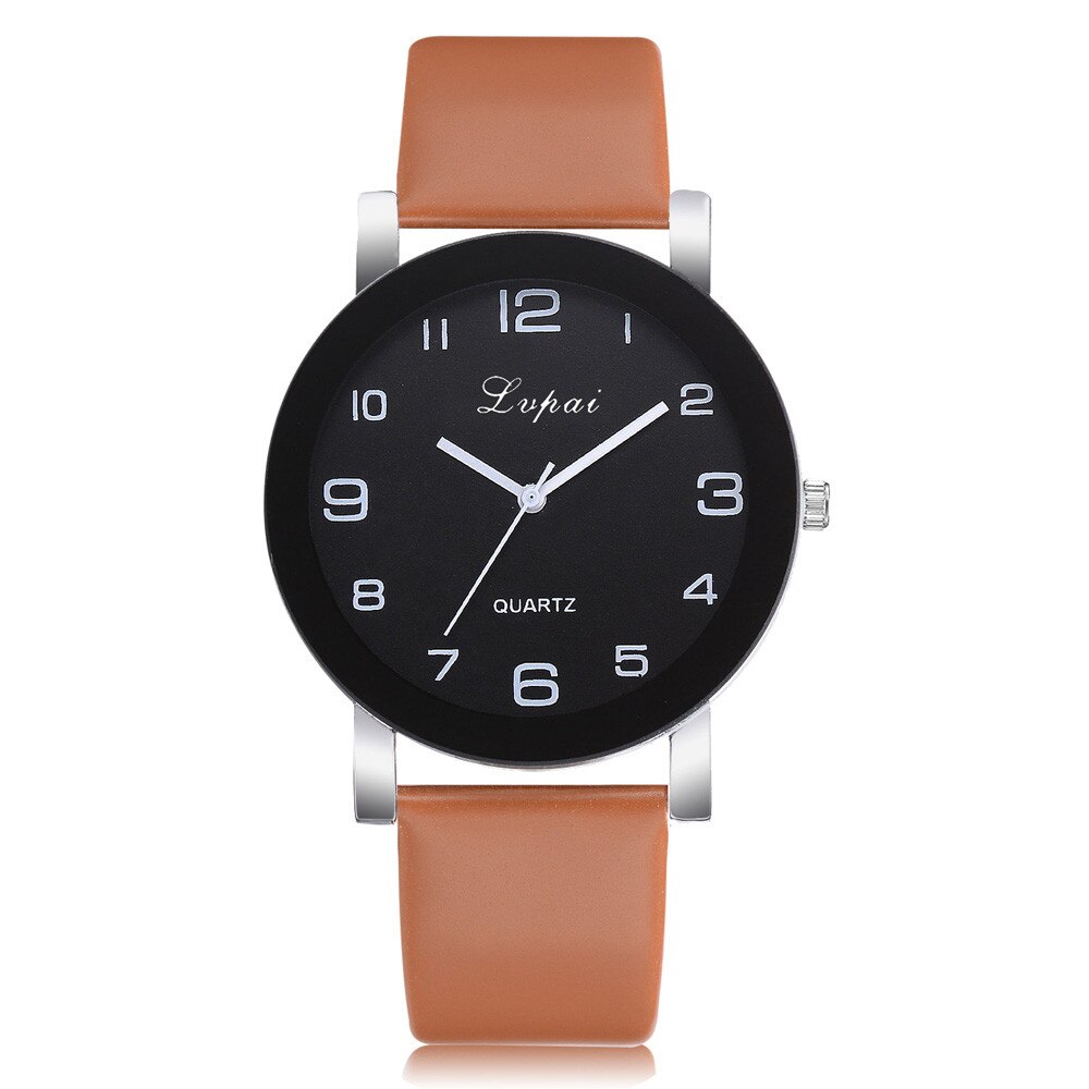 Horloges Vrouwen Romeinse Cijfers Disc Quartz Horloge Lederen Band Horloge Dames Klokken Relogios Feminino Fi: Coffee