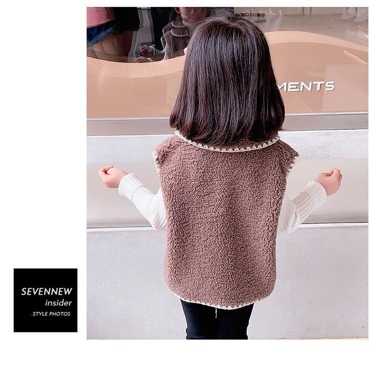 Chalecos de Cachemira para niñas, ropa de estilo exterior, tops de lana de cordero y hombros, primavera y otoño, P4, 357