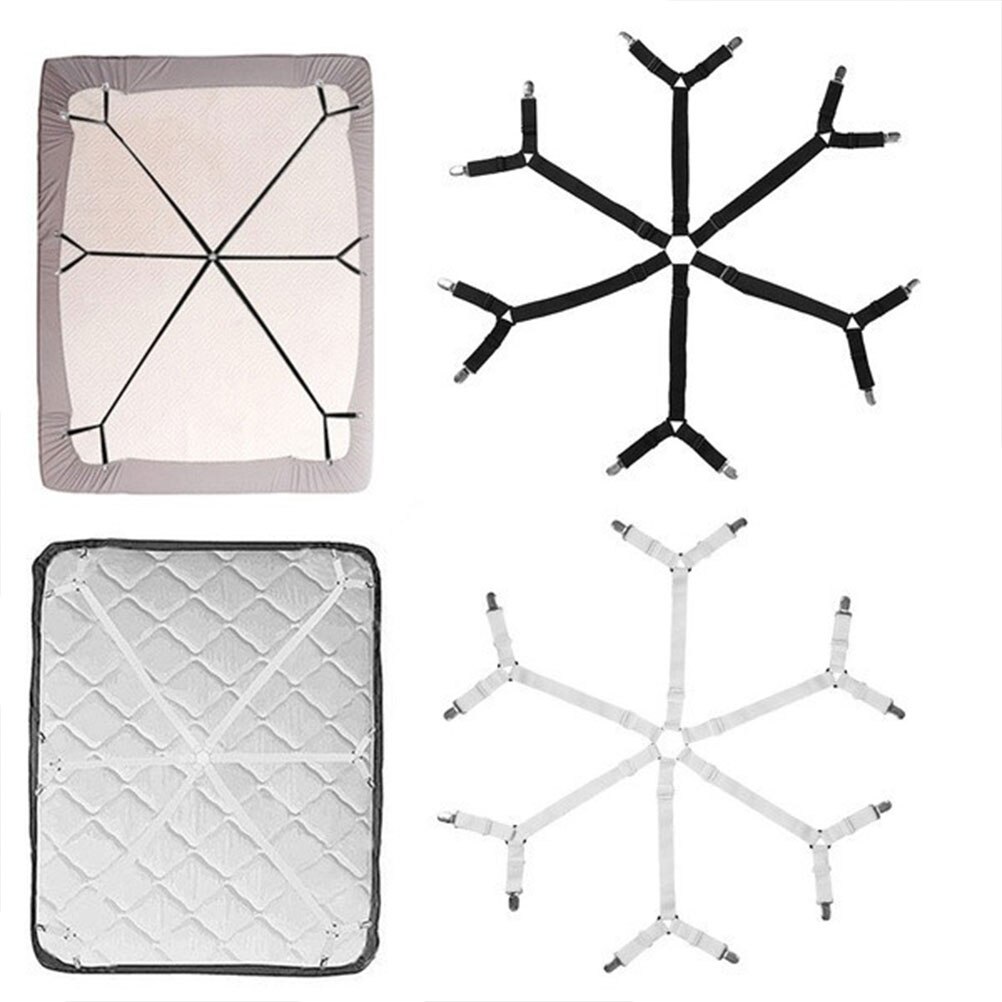 6-Sides Bed Sheet Clips Strong Grippers Fasteners Elastic For Sheet Holders Mattress Clips Straps Adjustable Clamps For Sheets