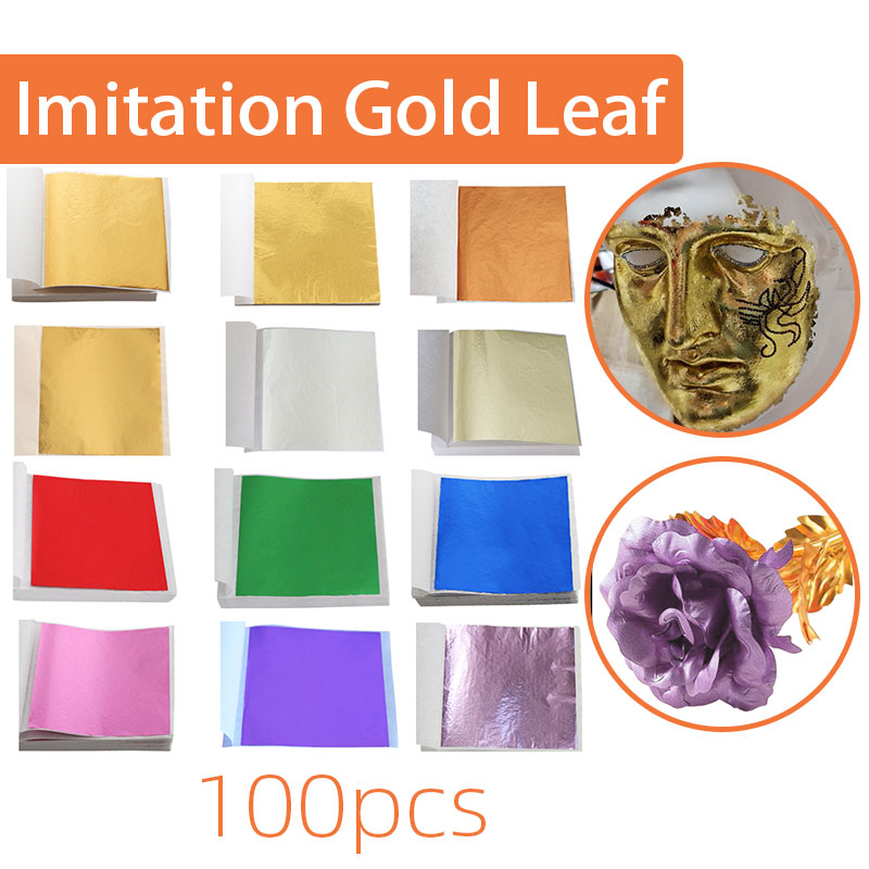 100 Stuks Sliver Koperfolie Papier Imitatie Bladgoud Vellen DIY Hand Nagel Ambachten Glanzend Vergulden Decor Art Lijnen Muur veelkleurig
