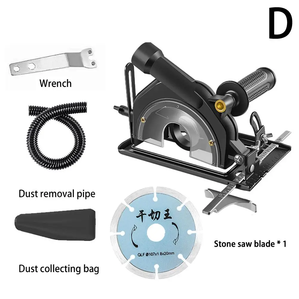 Dust Free 45° Adjustable Cutting Depth Positioning Bracket Angle Grinder Retrofit Cutting Machine Slotting Base for 100-125MM: Dark Grey