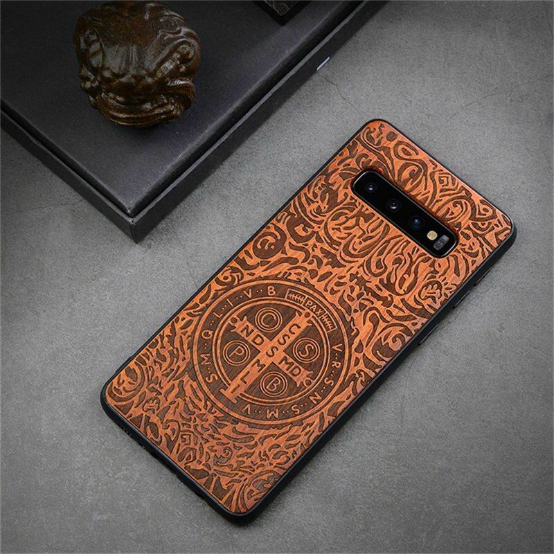 LYBALL Wood Case for Samsung S10 Phone Protective Back Cover Natural Wood Carved TPU Bumper Case for Samsung Galaxy S10 Plus: For Samsung S10 Plus / Constantine
