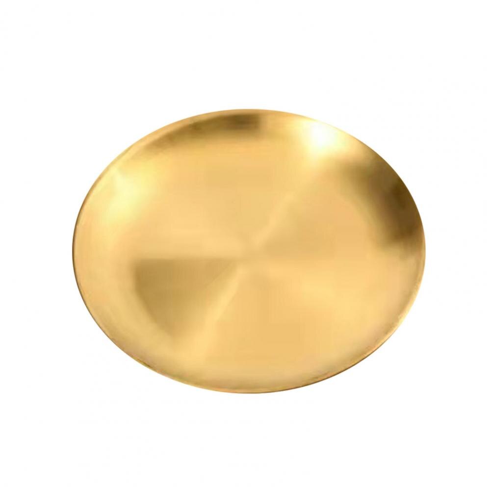 Buffet Plate Round Shape Fruit Plate 201 Stainless Steel Multifunctional Convenient Smooth Surface Western Food Tray:  Golden 20 cm