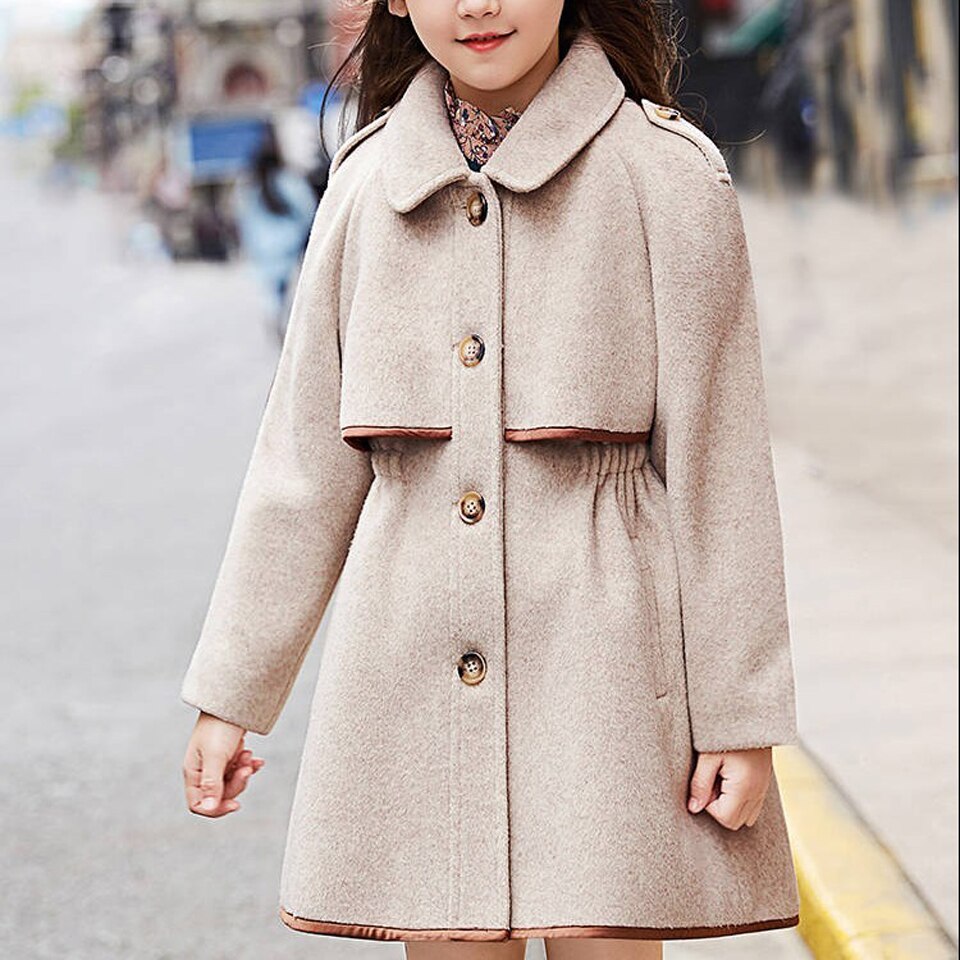 Pige tøj uld jakker baby tyk uld frakke efterår og vinter børns varme toppe tøj vindjakke