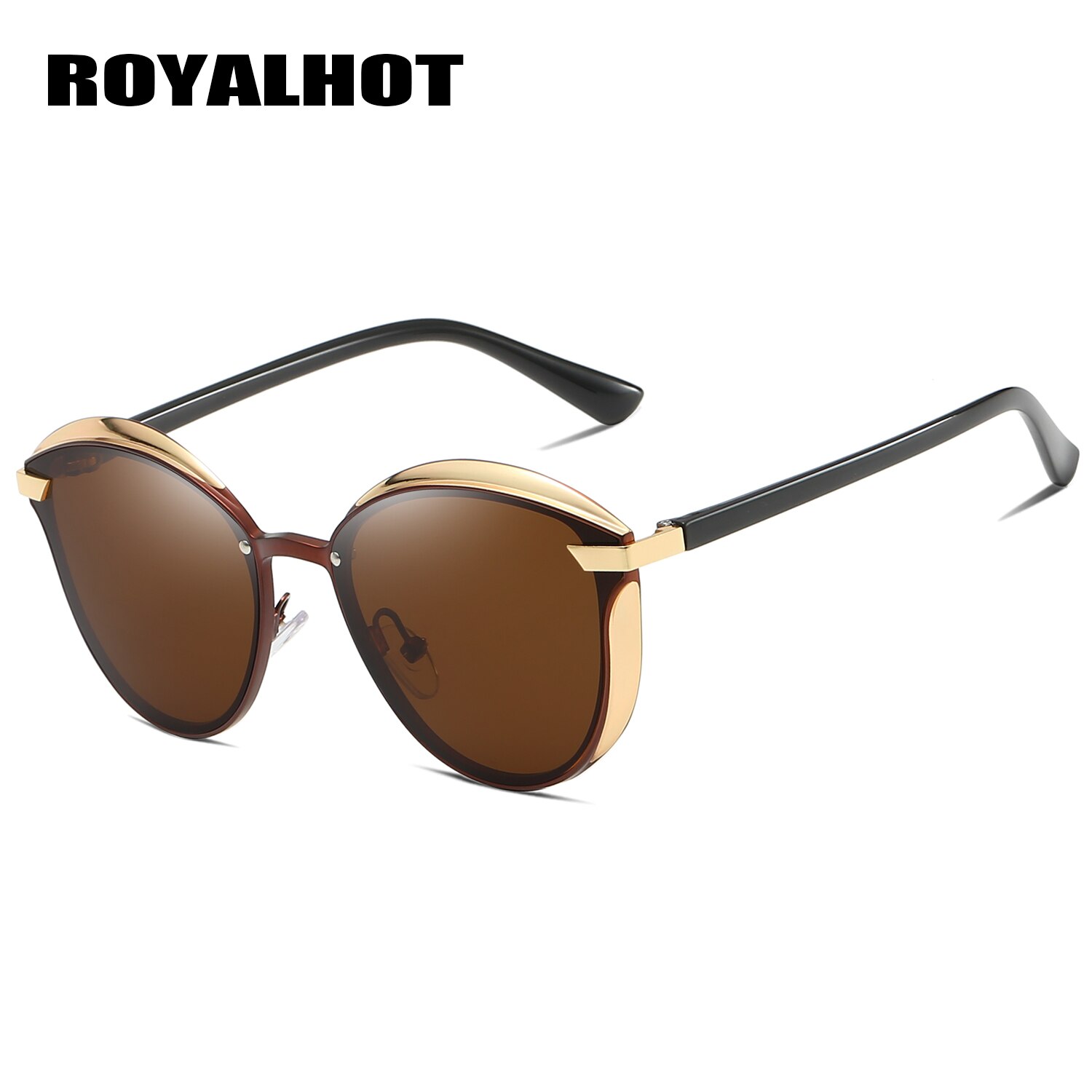 RoyalHot Vrouwen Mannen Gepolariseerde Legering Oval Frame Zonnebril Rijden Zonnebril Shades Óculos masculino Mannelijke 900123: Brown