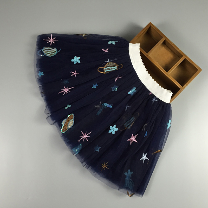 Tyttöjen tutu hame vauvan juhlapuku hame lasten verkkohame lasten tanssihame tytöille juhlahousut space sequin star 3 to 9 v.